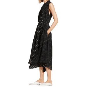 Vince Polka Dot Flowy Chiffon Layered Midi Dress